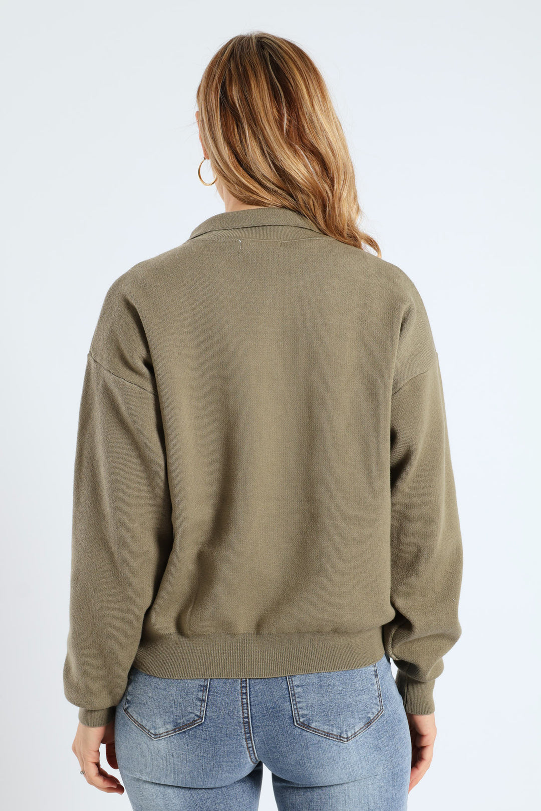 Knitted Cardi Bomber Jacket - Light Fatigue