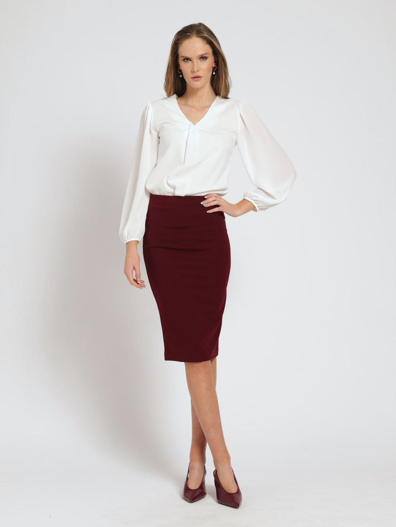 Basic Career Skirt - Wine