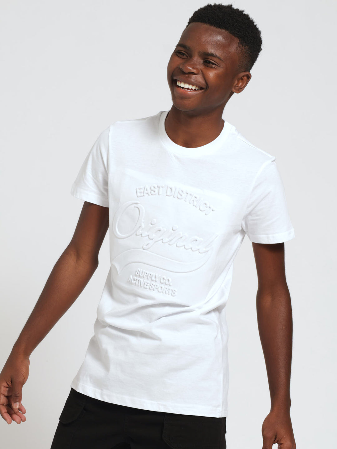 Boys Original Embossed Tee - White