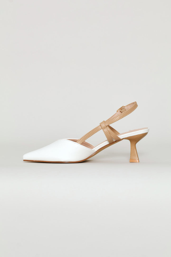 Wooden Heel Slingback Mule Heel - Off White