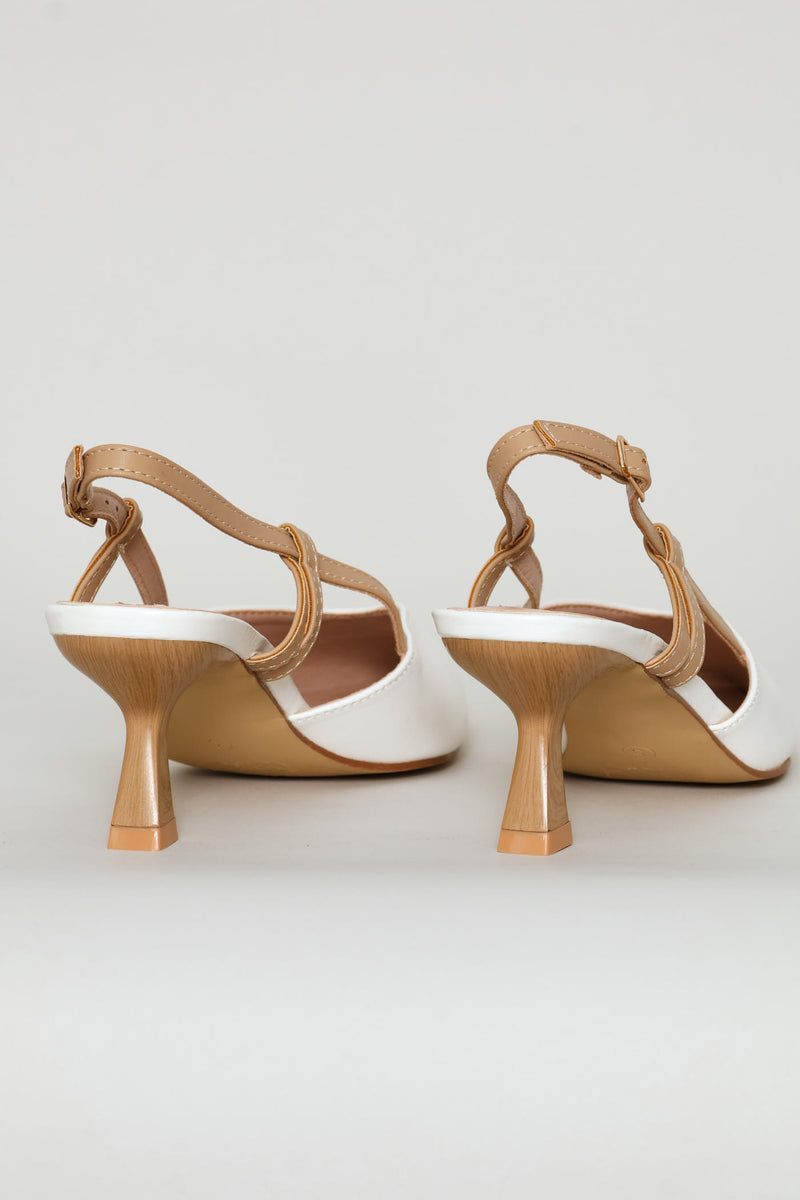 Wooden Heel Slingback Mule Heel - Off White