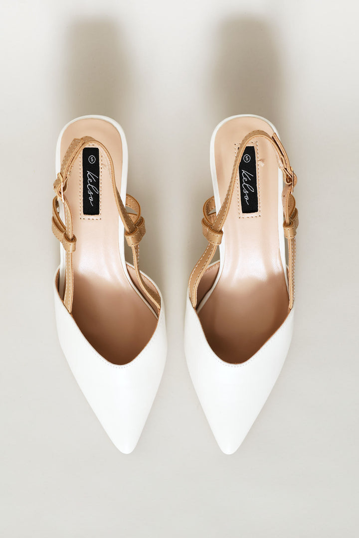 Wooden Heel Slingback Mule Heel - Off White