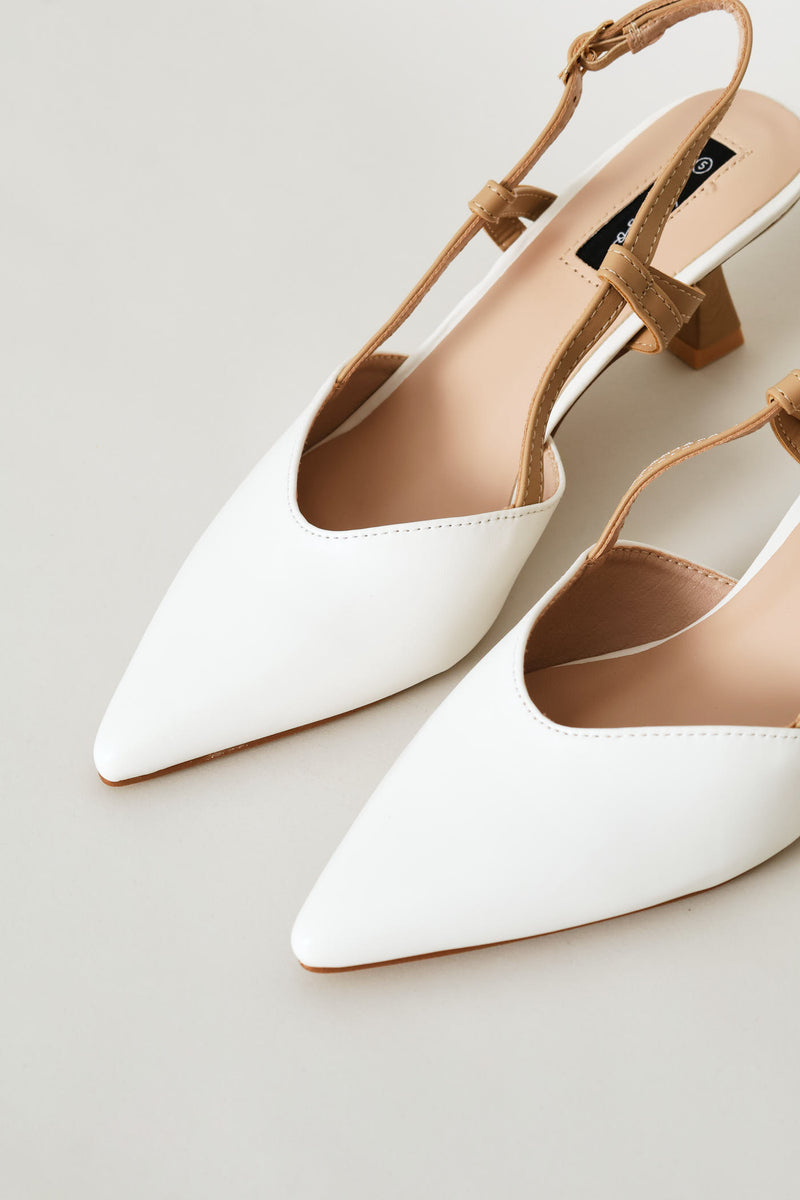 Wooden Heel Slingback Mule Heel - Off White