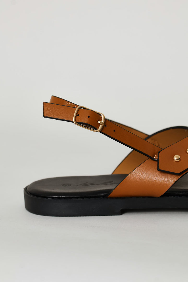Slingback Crosstrap Toe Post Sandal - Tan