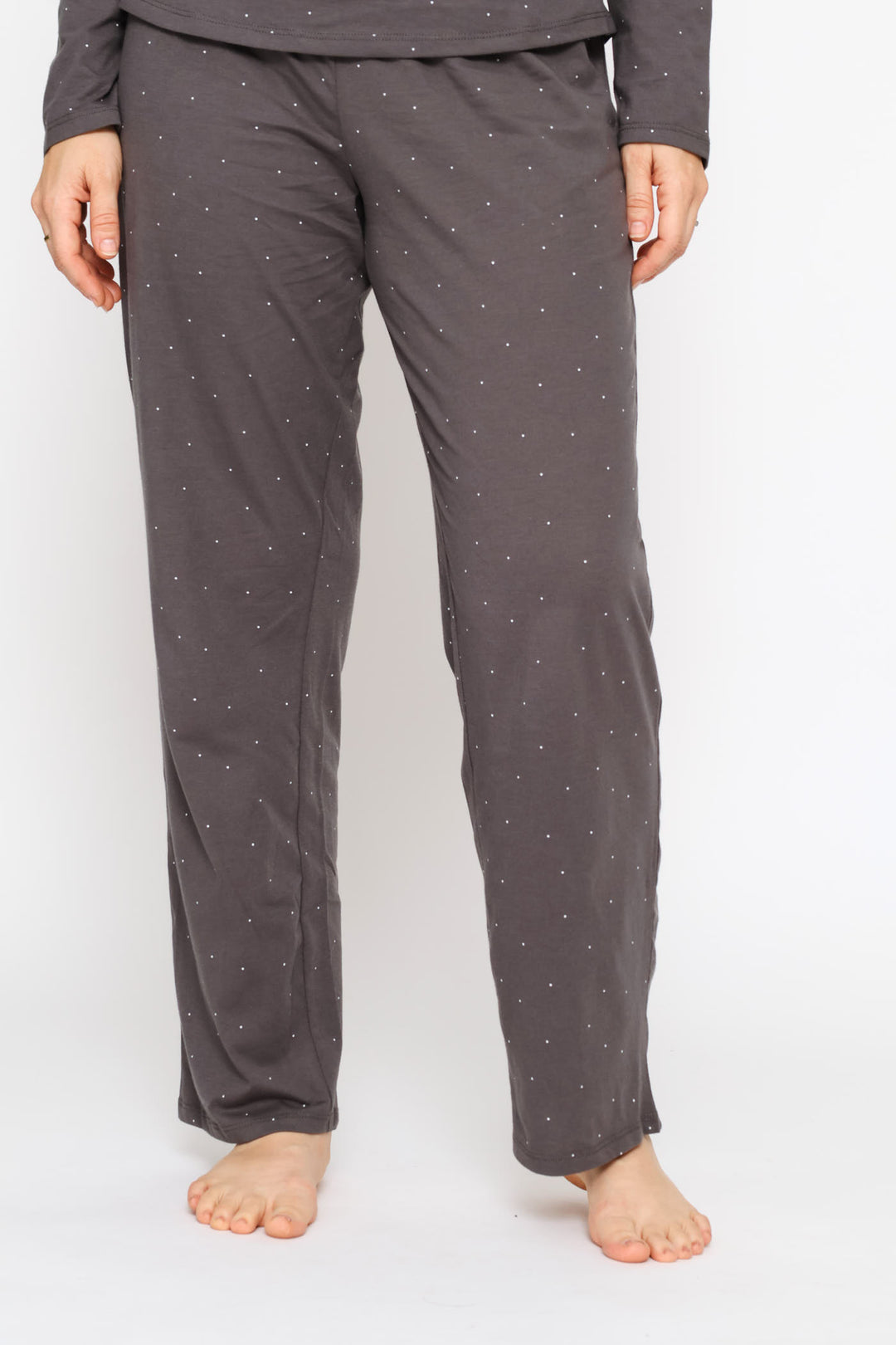 Micro Spot Knit Straight Leg Pant - Charcoal