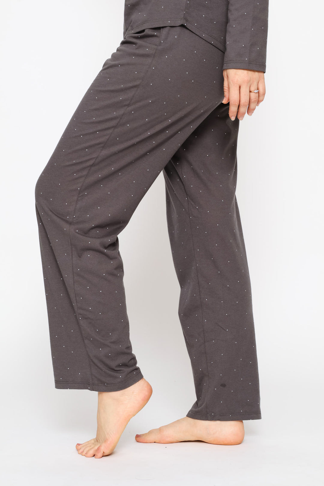 Micro Spot Knit Straight Leg Pant - Charcoal