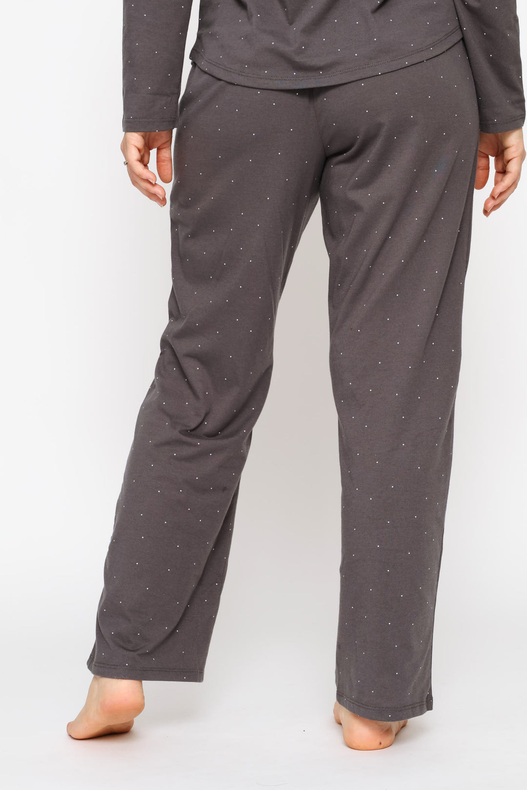 Micro Spot Knit Straight Leg Pant - Charcoal