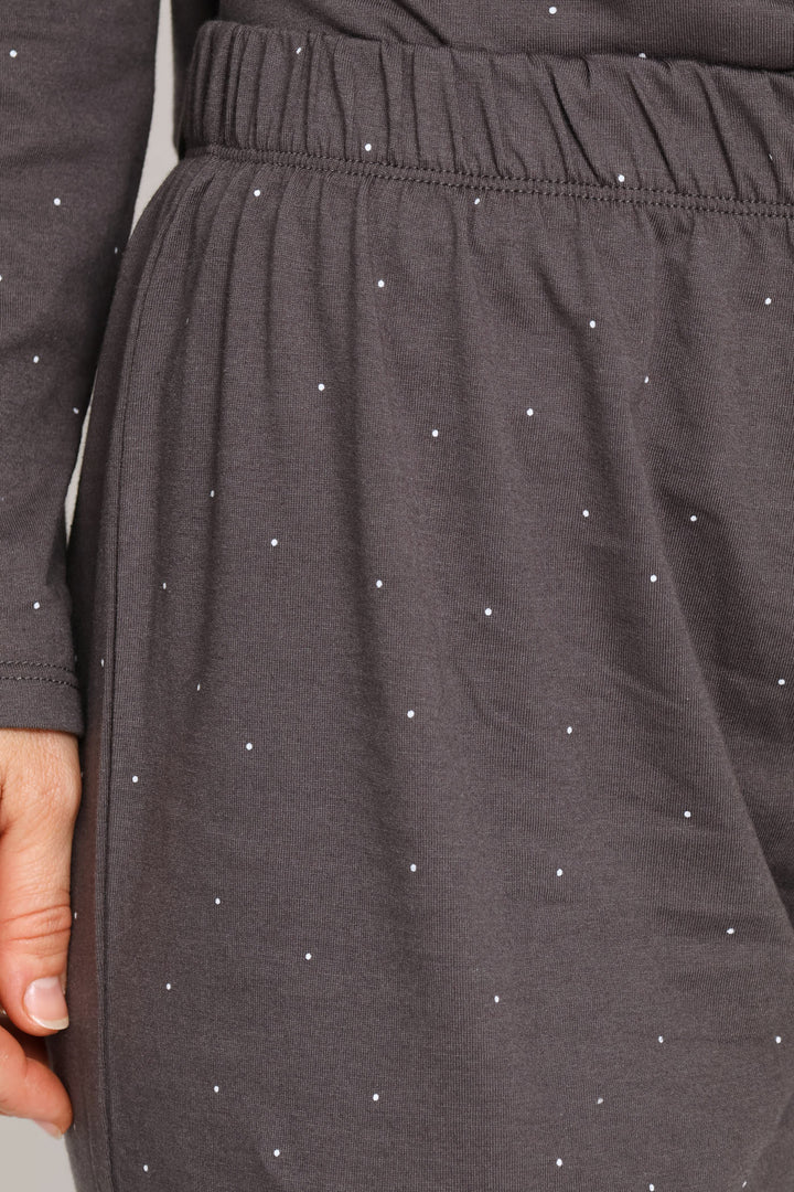 Micro Spot Knit Straight Leg Pant - Charcoal
