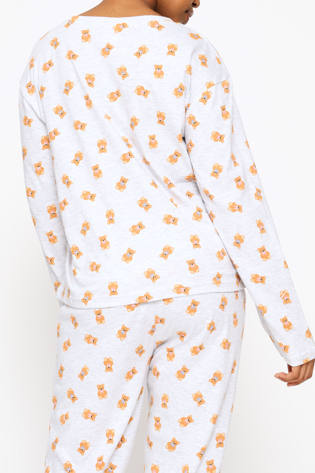 Long Sleeve Bears Knit Sleep Tee - Grey Melange