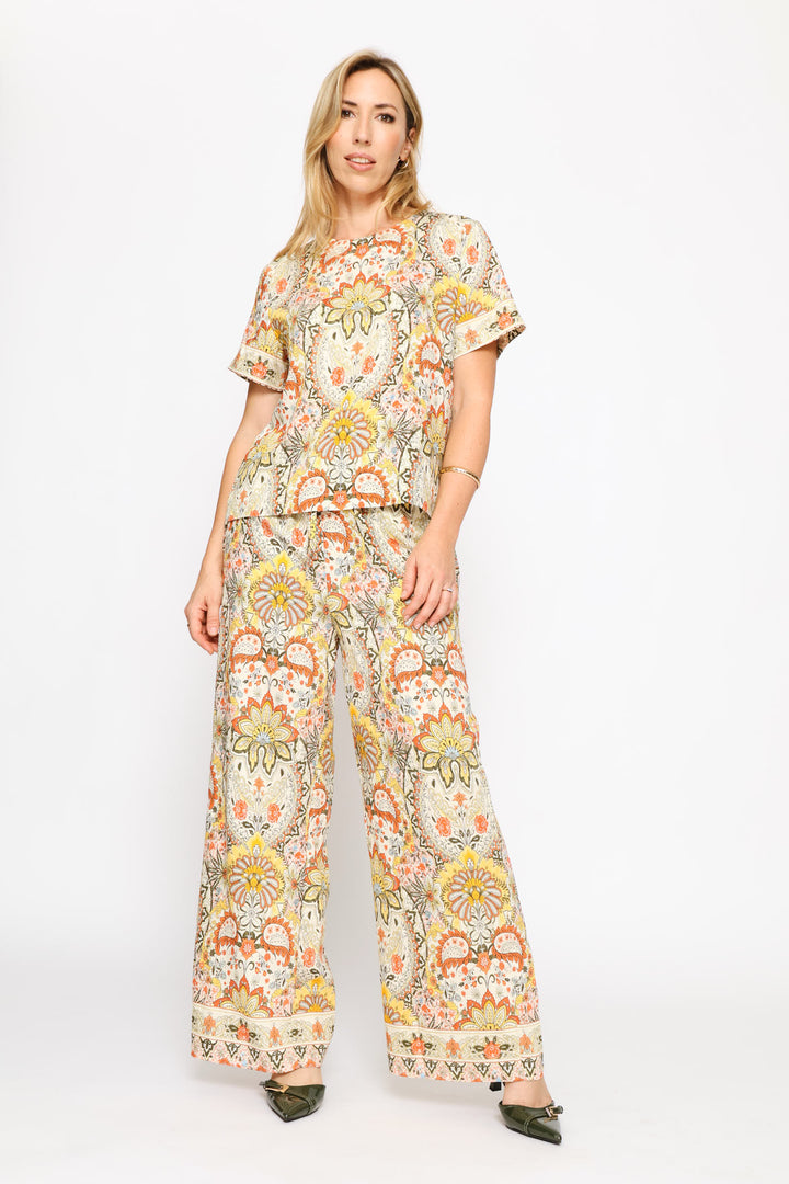Paisley Print Shell Pant - Multi