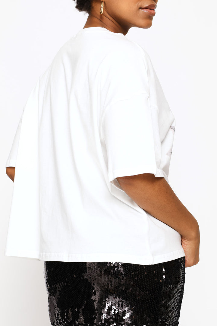 Oversized Bouquet Printed Tee - White