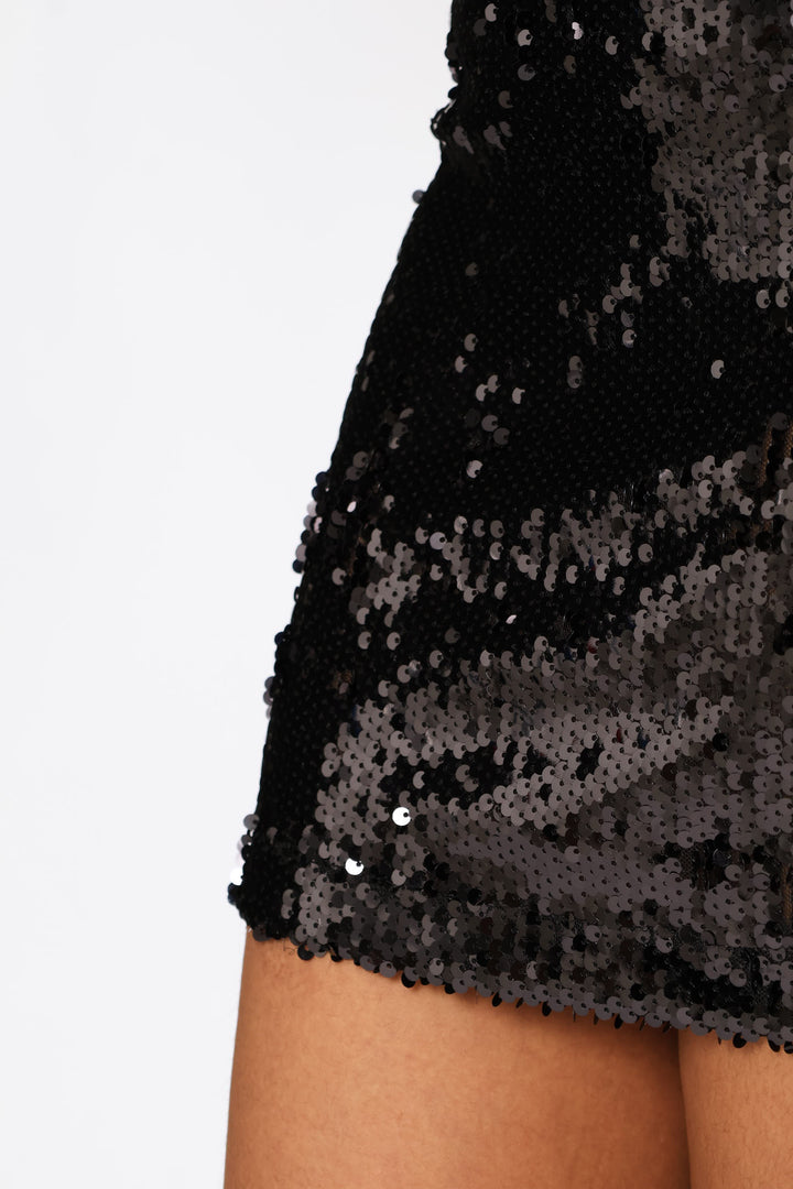 Sequin Mini Skirt - Black