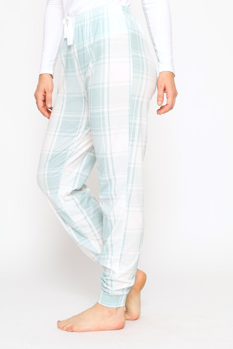 Print Knit Sleep Jogger - Duck Egg