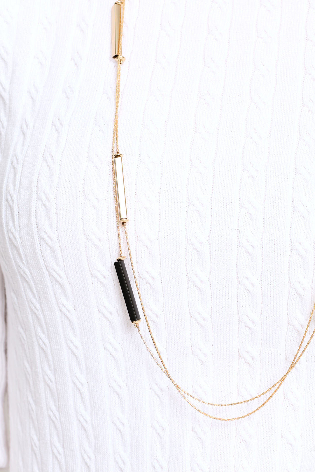 Double Layered Beaded Long Necklace - Gold