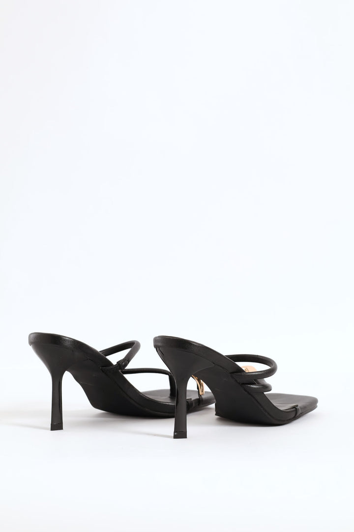 Slip On Toe Post Mule Heel - Black