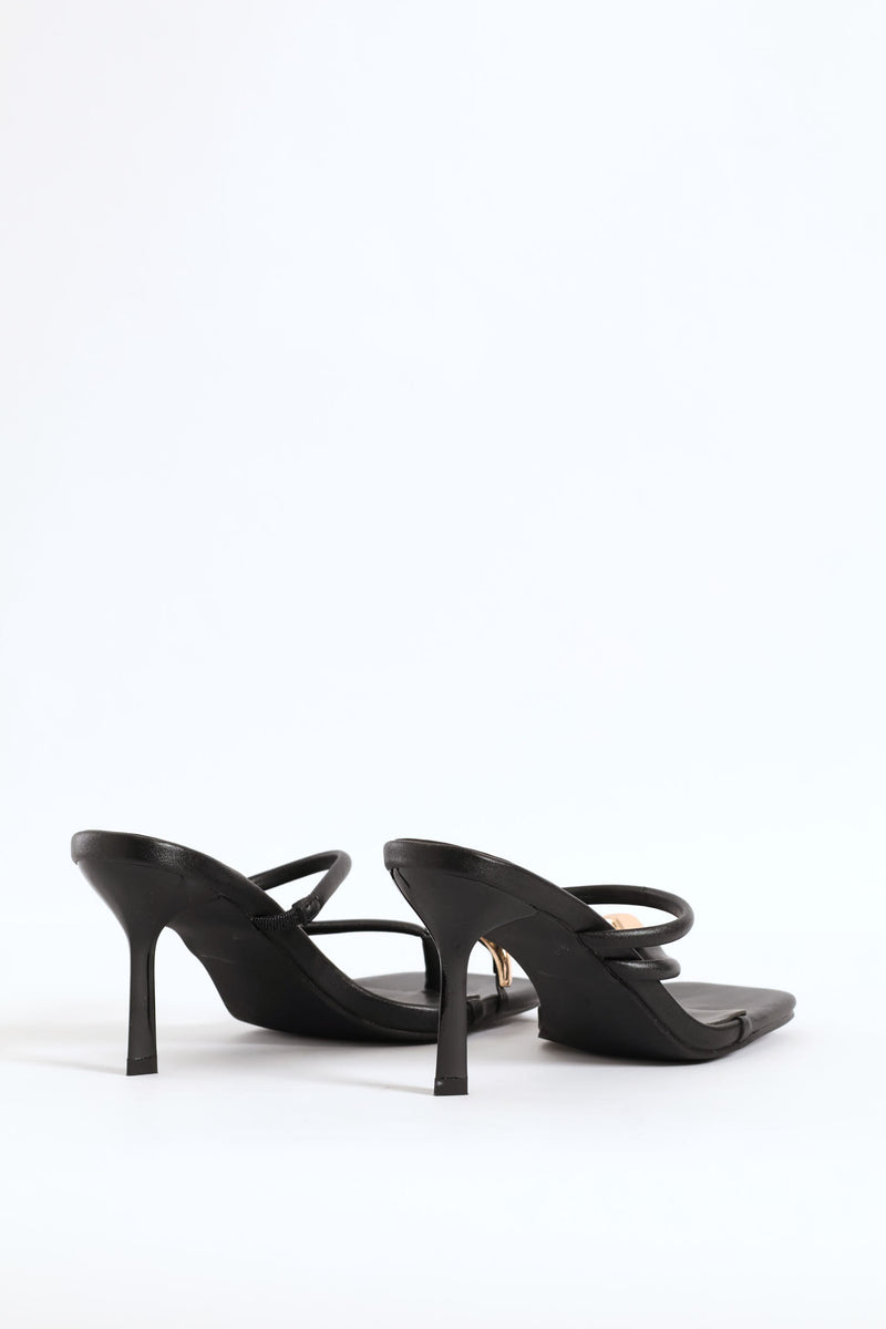 Slip On Toe Post Mule Heel - Black