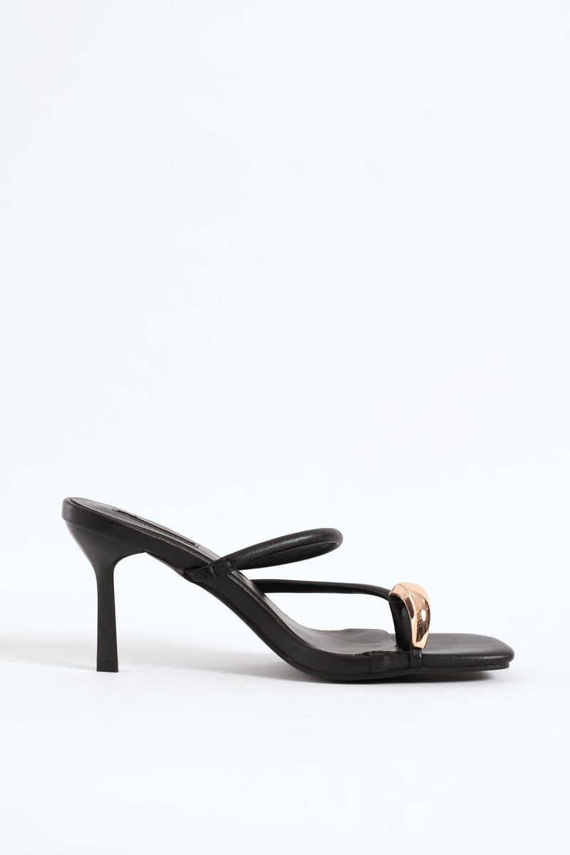 Slip On Toe Post Mule Heel - Black