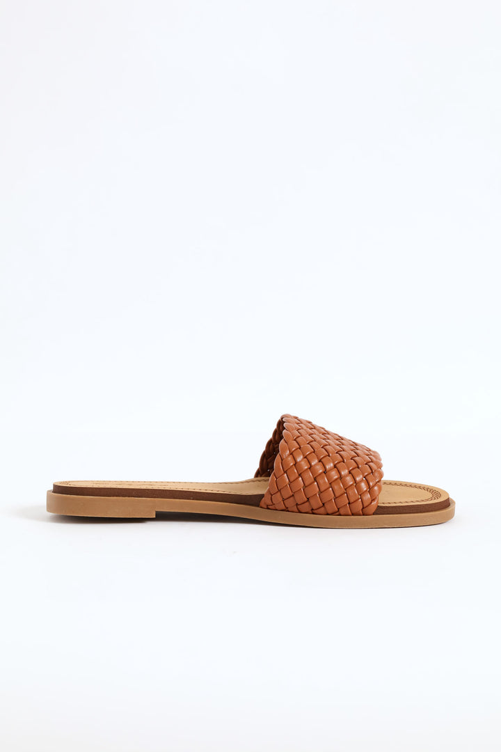 Weaved Upper On Comfort Outsole Sandal - Tan