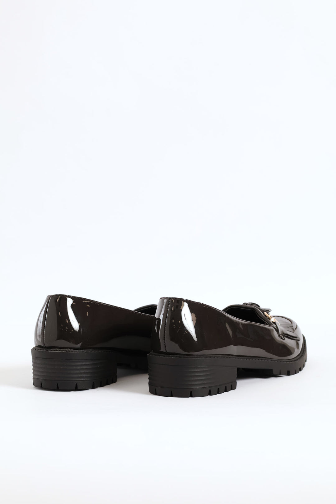 Metal Trim And Tassel Chunky Loafer - Grey