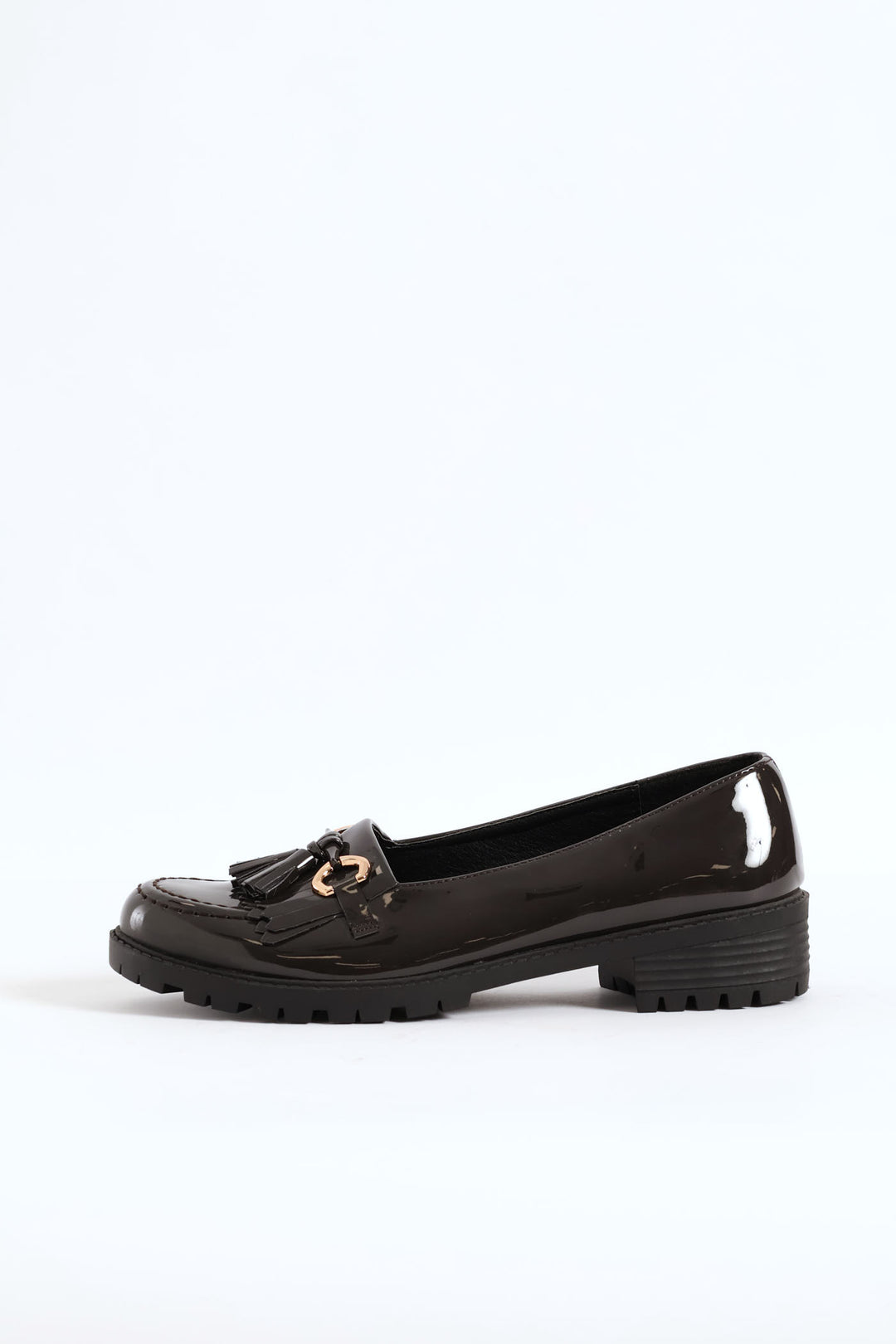 Metal Trim And Tassel Chunky Loafer - Grey