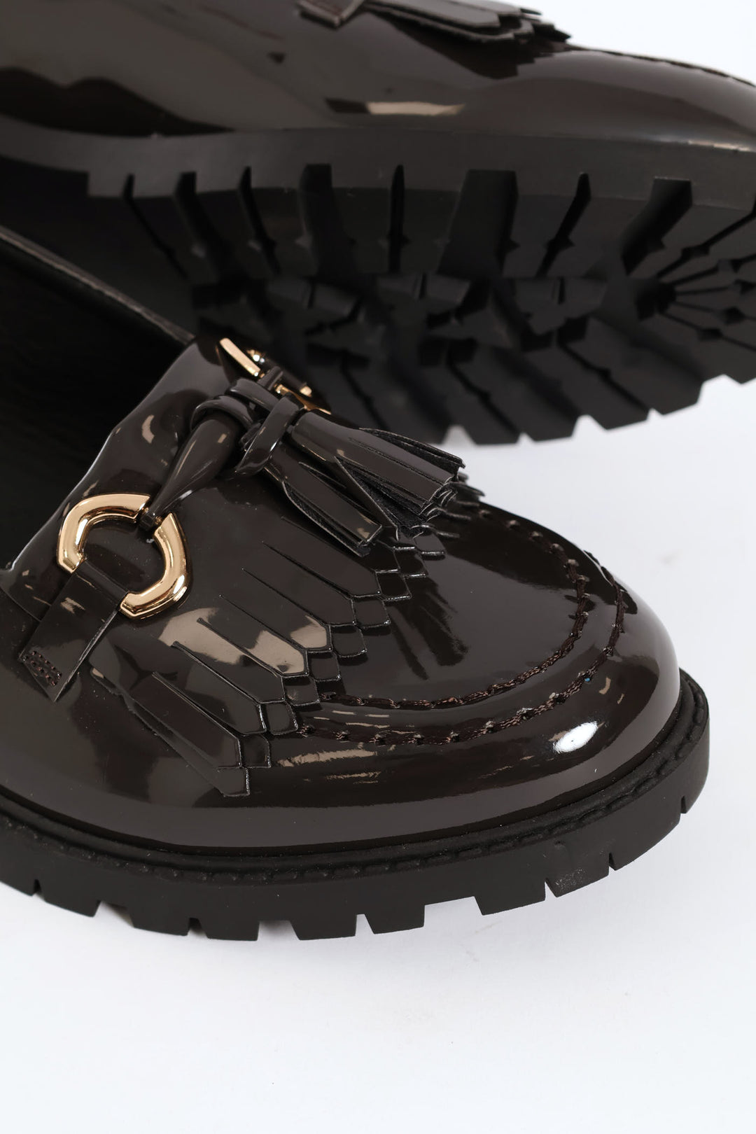 Metal Trim And Tassel Chunky Loafer - Grey