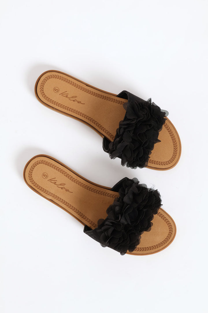Floral Summer Sandal - Black