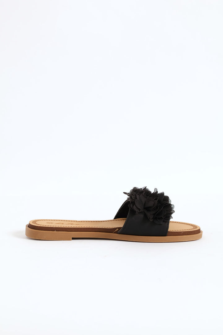 Floral Summer Sandal - Black