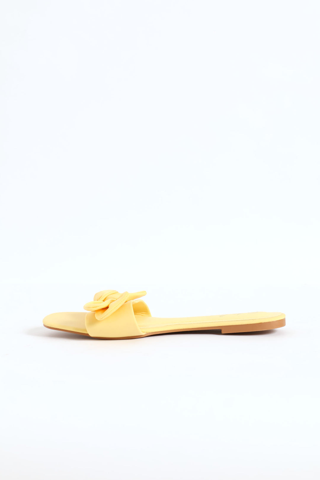 Fabric Bow Eva Mule Sandal - Lemon