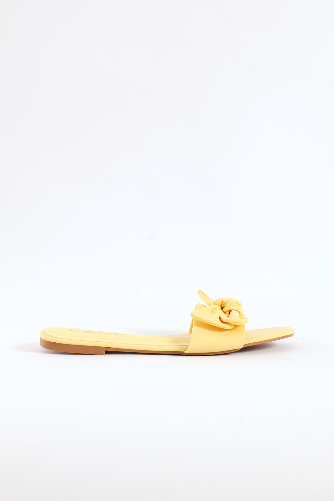 Fabric Bow Eva Mule Sandal - Lemon