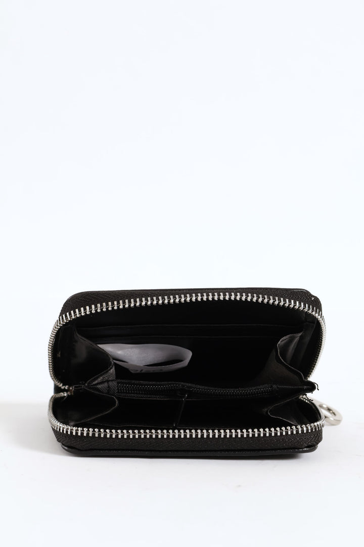 Small Zip Around Purse - Black