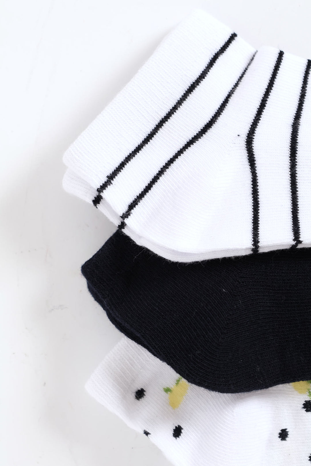3 Pack Lemon Spots Low Cut Socks - White/Navy