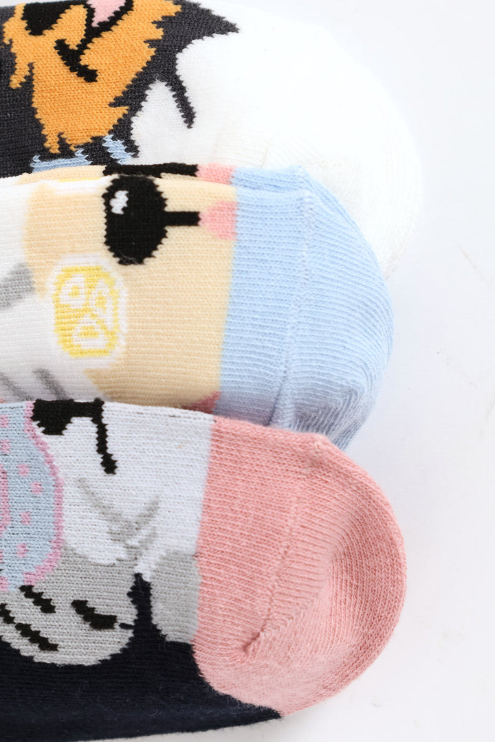 3 Pack Doggy Spa Day Low Cut Socks - Multi