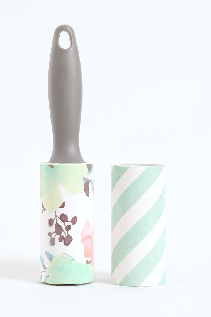 Floral & Stripe Lint Roller - Mint