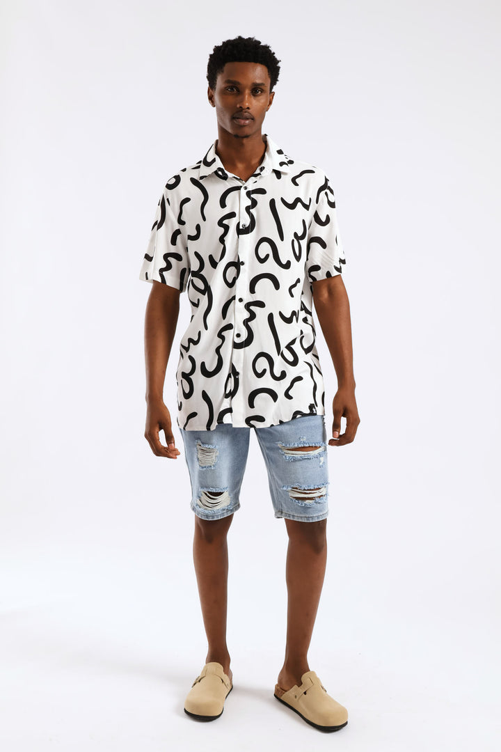 Print Viscose Shirt - White/Black