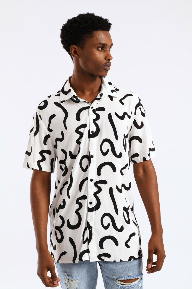 Print Viscose Shirt - White/Black
