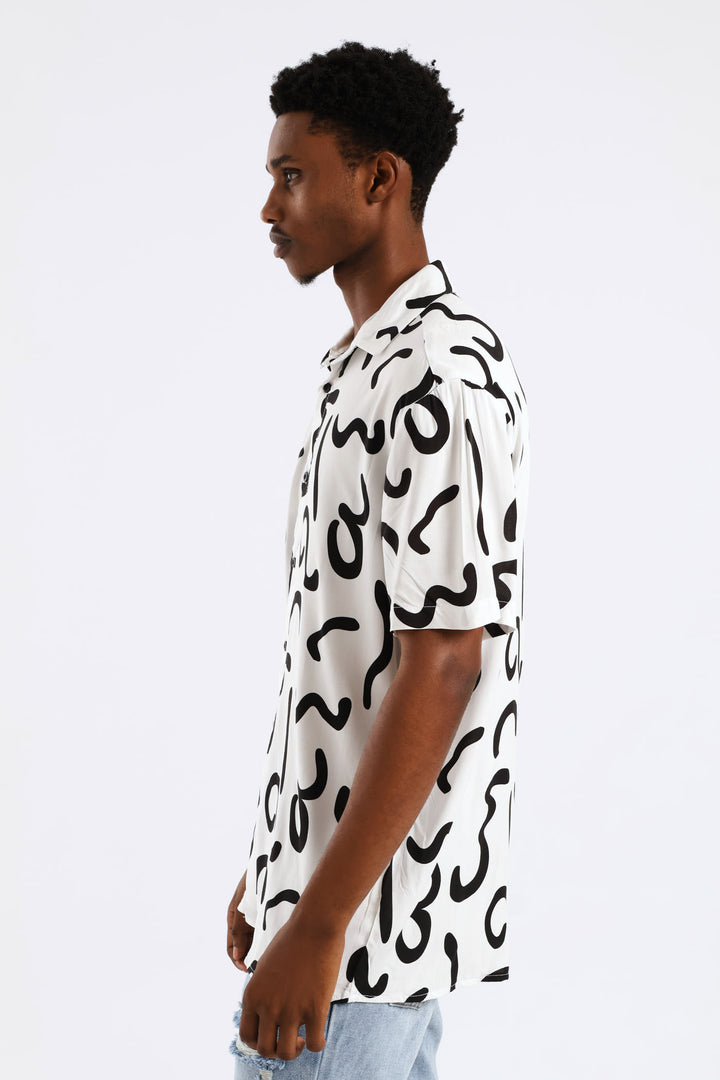 Print Viscose Shirt - White/Black