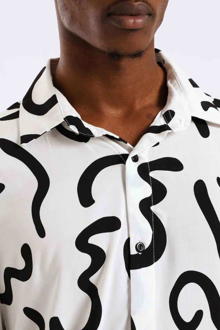 Print Viscose Shirt - White/Black
