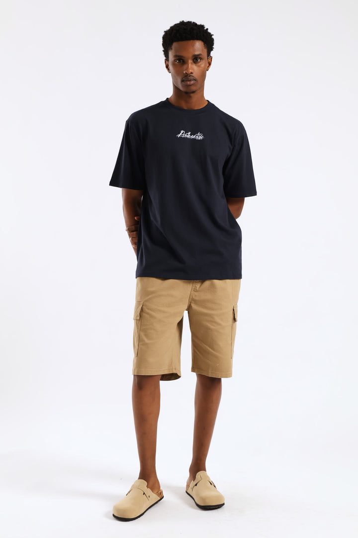 Authentic Basic Print Tee - Navy