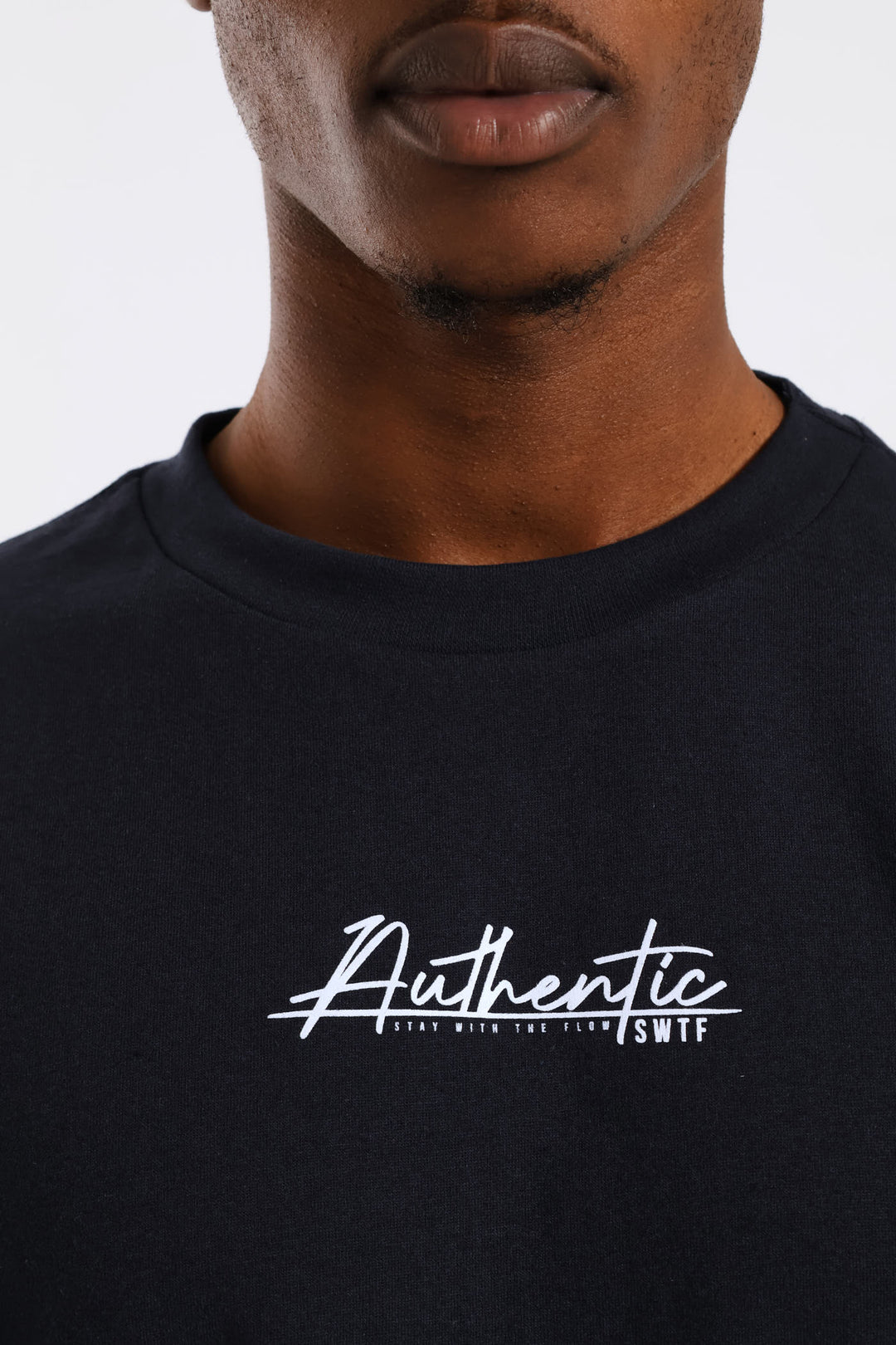 Authentic Basic Print Tee - Navy