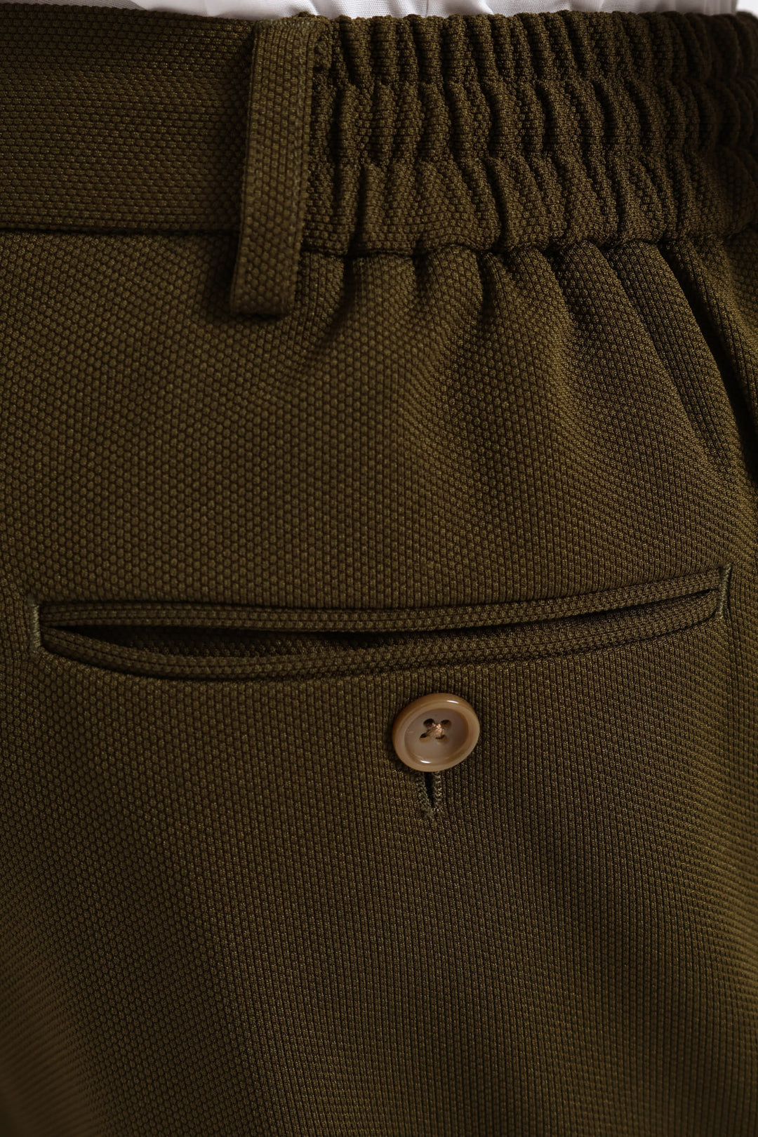 Textured Stretch Elasticated Trouser - Olive