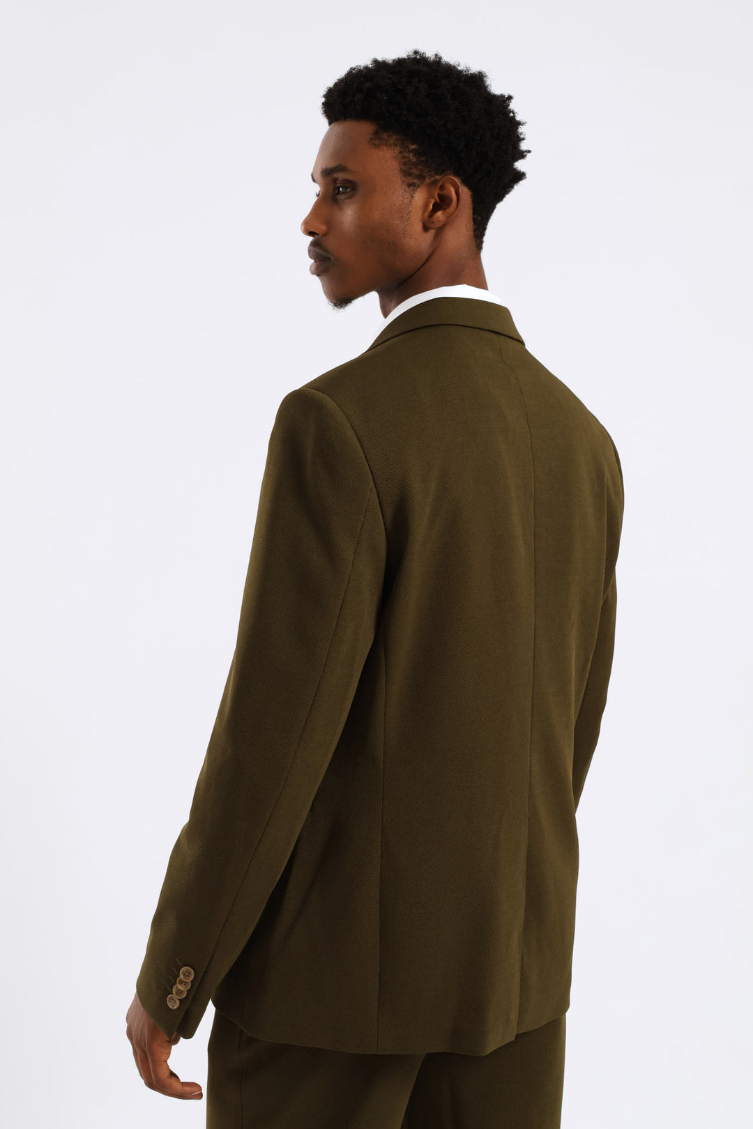 Textured Stretch Suit Jacket - Olive