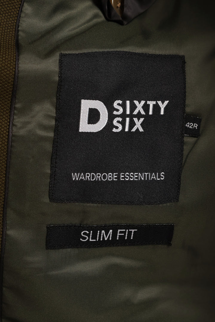 Textured Stretch Suit Jacket - Olive