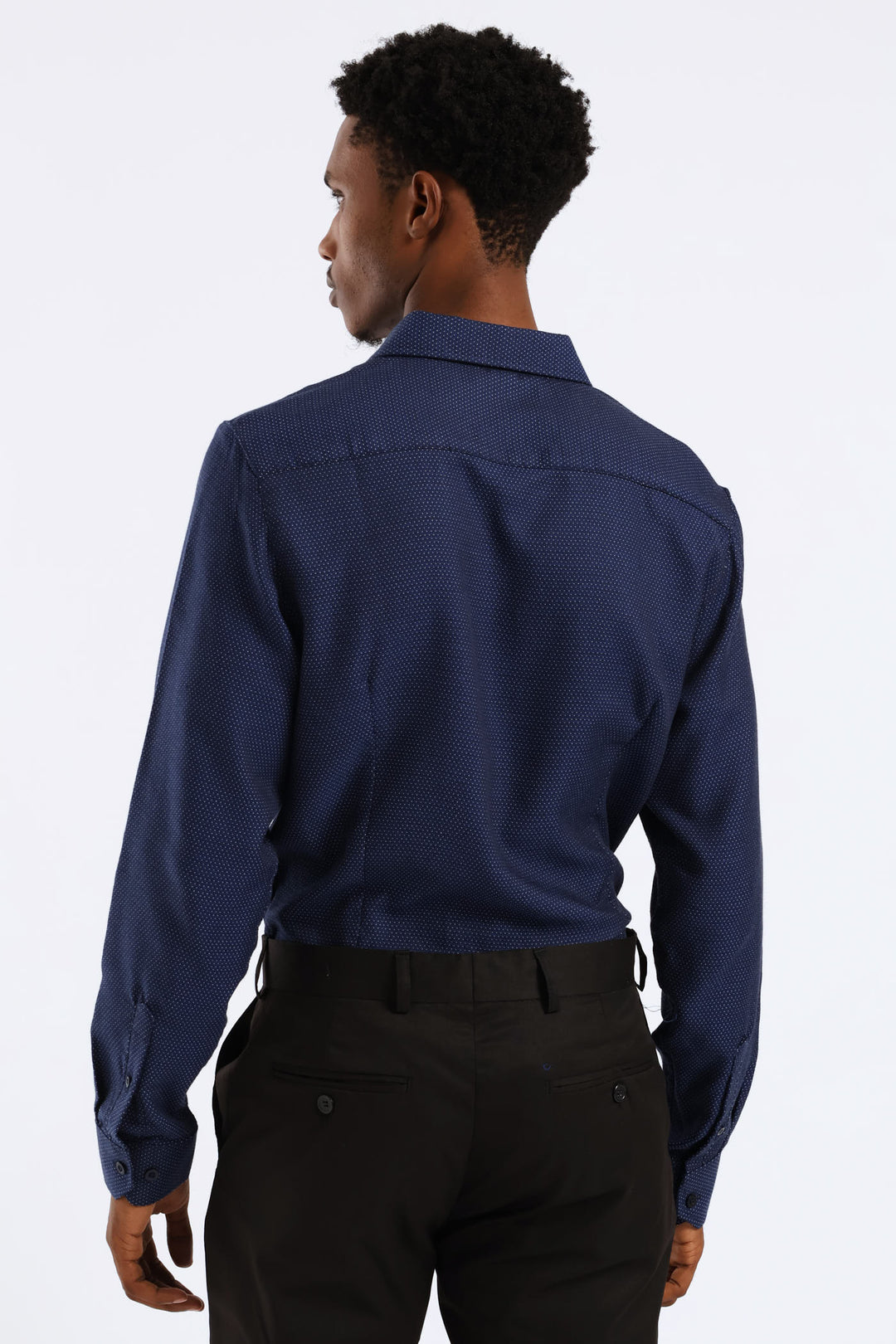 Slim Diamond Spot Textured Shirt - Navy