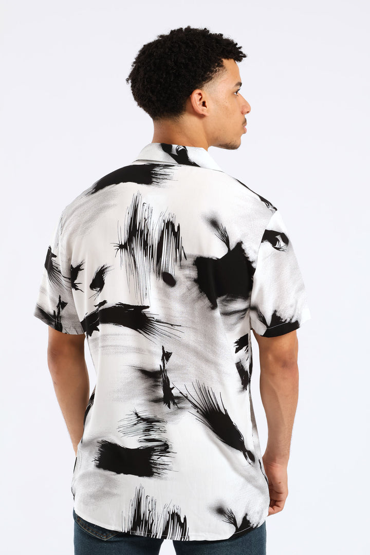 Paint Splash Viscose  Shirt - Off White