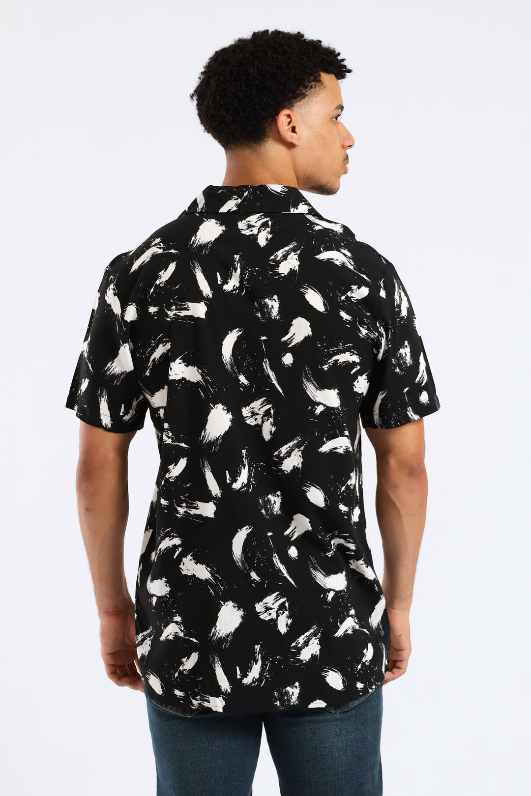 Splash Viscose Print Shirt - Black