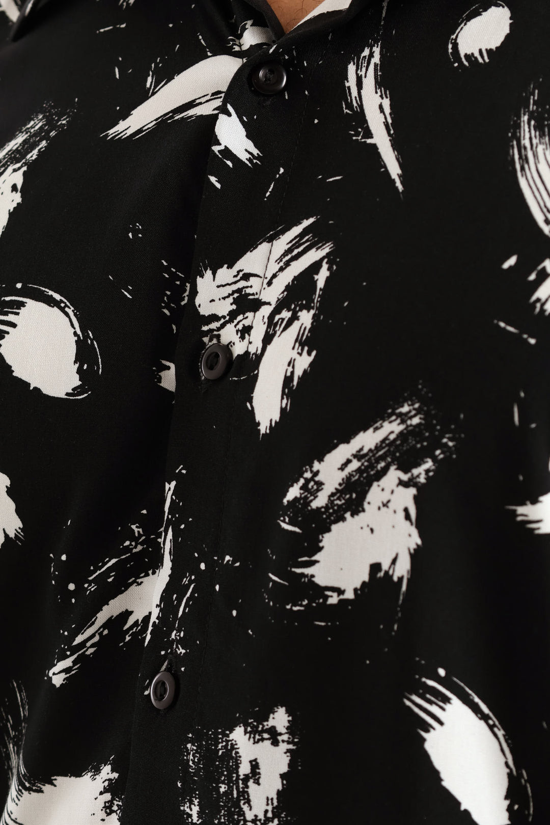 Splash Viscose Print Shirt - Black