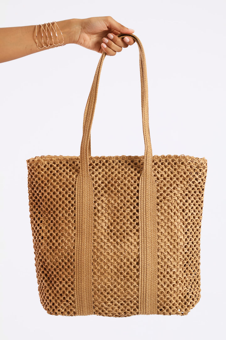Straw Shopper - Caramel