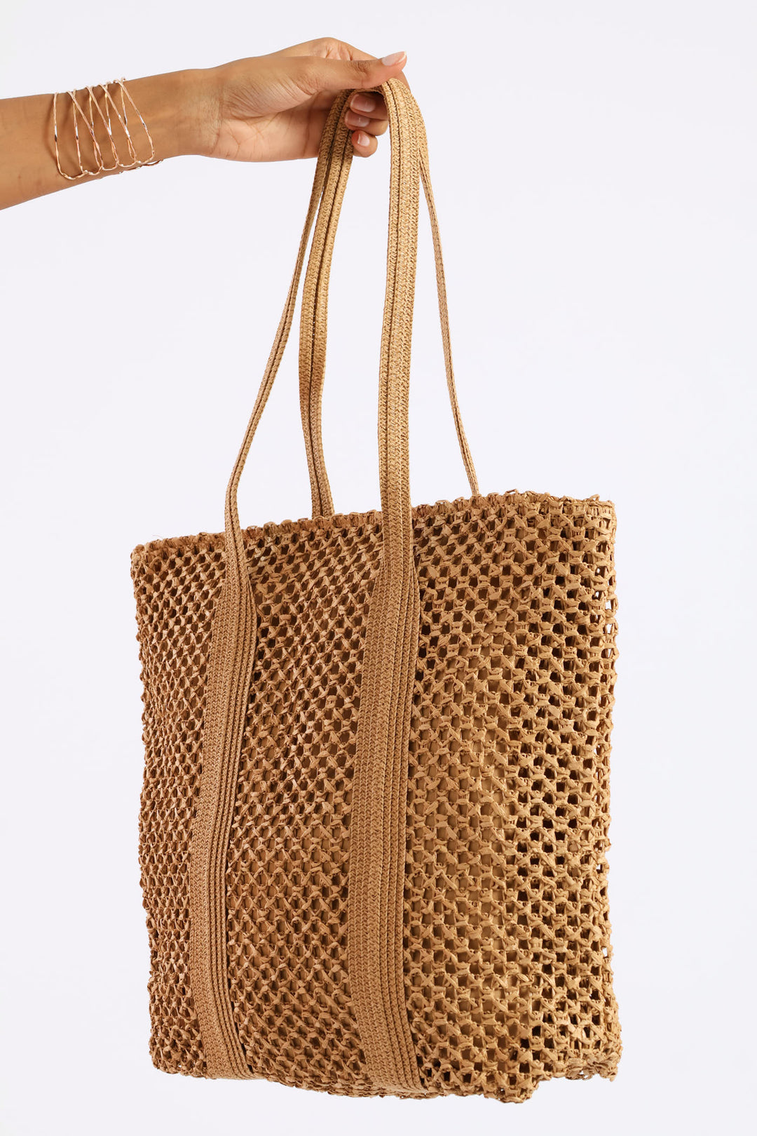 Straw Shopper - Caramel