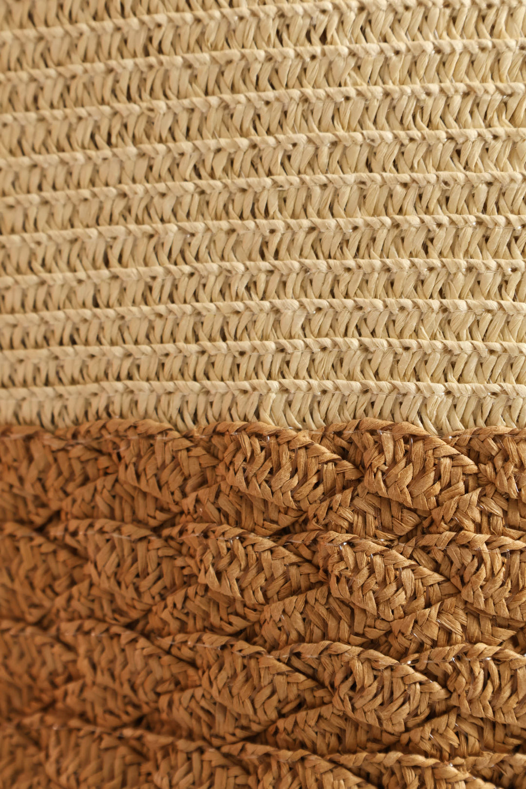 Colourblock Straw Shopper - Cream