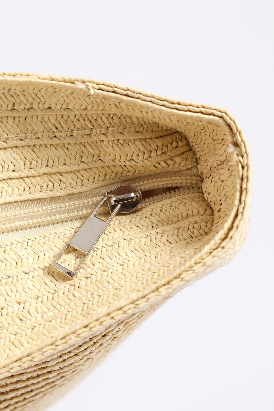 Colourblock Straw Shopper - Cream